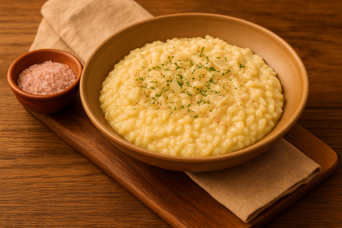 Risotto crémeux au sel rose à la truffe