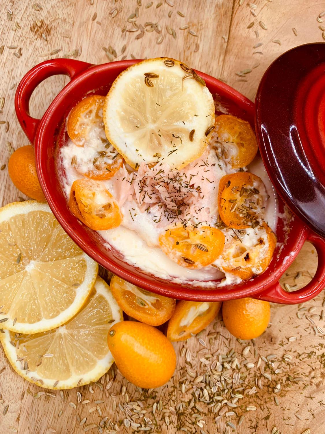Saumon au citron, kumquats et fenouil
