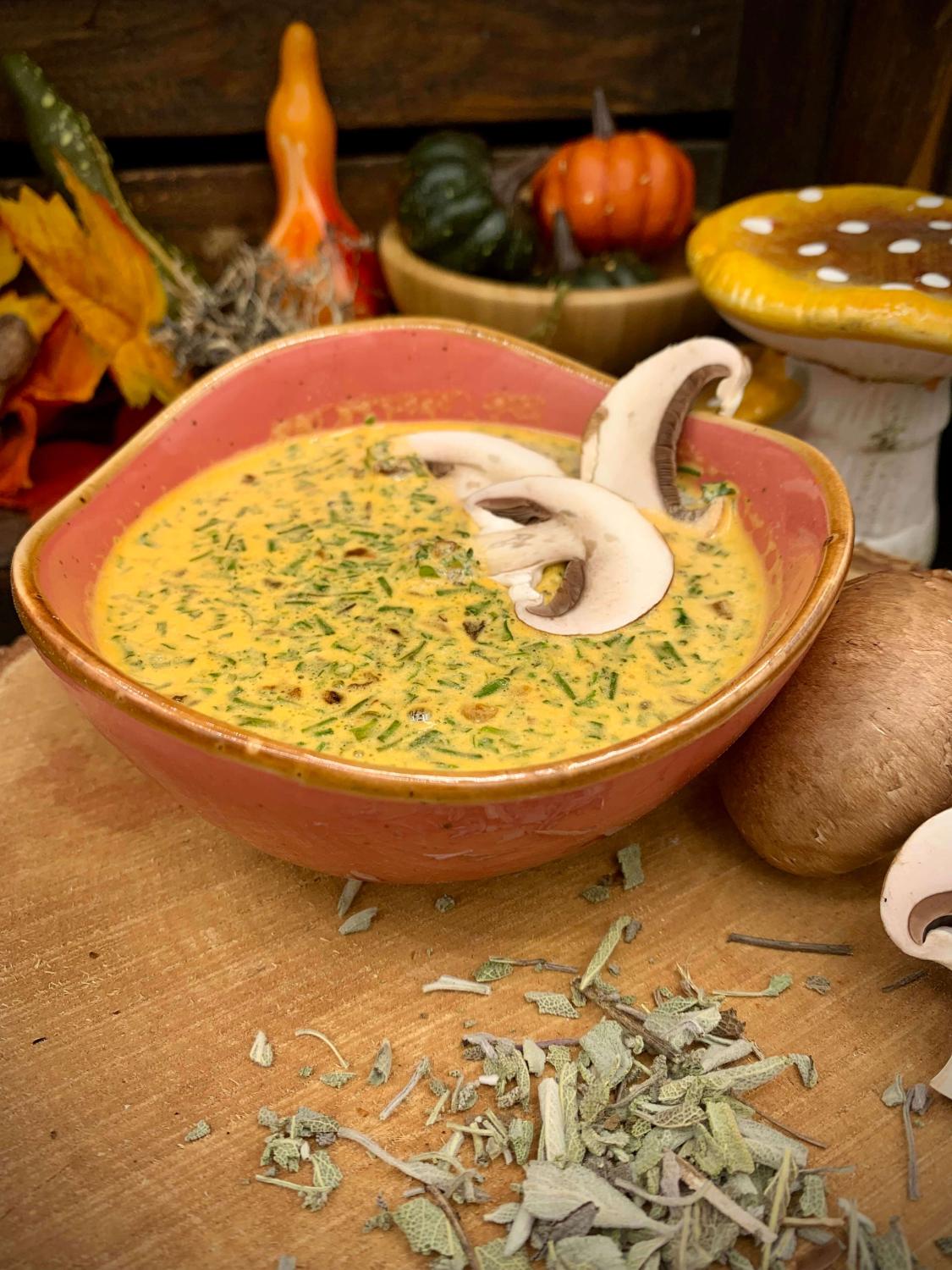 Velouté de champignons des bois à la sauge Vente d'épices du monde en vrac